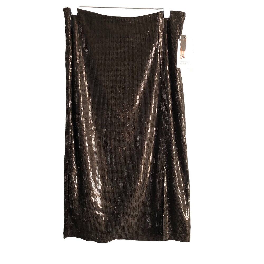 Time And Tru Sequin Skirt Womens Small Midi Length Black Whimsigoth Fairy NEW